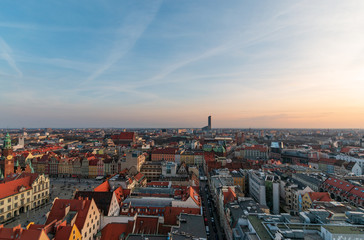 Air view panorama of Wroclaw. Breslau