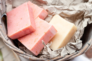 Natural Soap Bar cream and pink color
