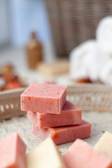 Natural Soap Bar with white towels