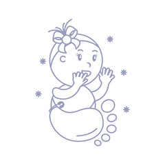 cute baby girl with footprint