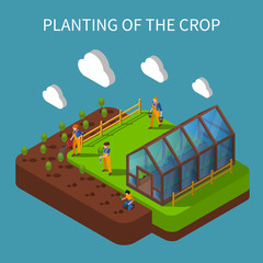 Planting Of Crops Isometric Composition