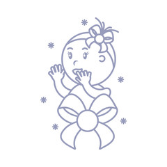 cute baby girl with bow ribbon