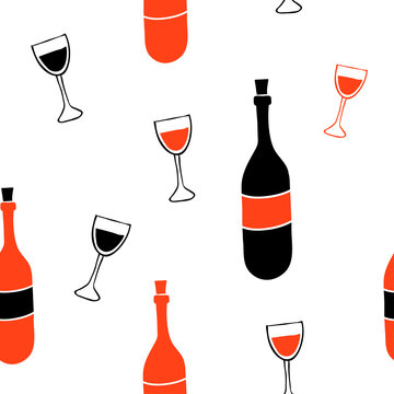 Wine and glass seamless pattern