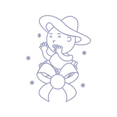 cute baby girl with bow ribbon