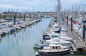 A view of the harbour at vieux port de La Rochelle in France