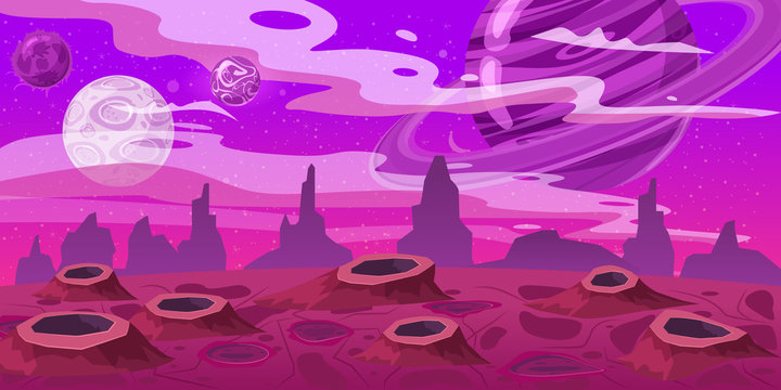Fantasy space cartoon game concept background