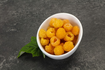 Sweet ripe tasty yellow raspberry