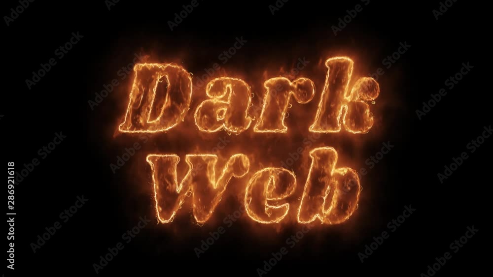 Poster dark web word hot animated burning realistic fire flame and smoke seamlessly loop animation on isola