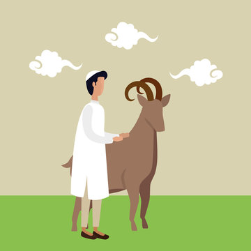 islamic man with lamb animal