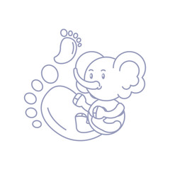 cute elephant baby and footprints decoration