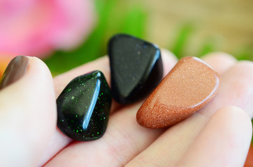 Tumbled Red Goldstone, Blue Goldstone, and Green Goldstone! Sparkling healing crystals, magical...