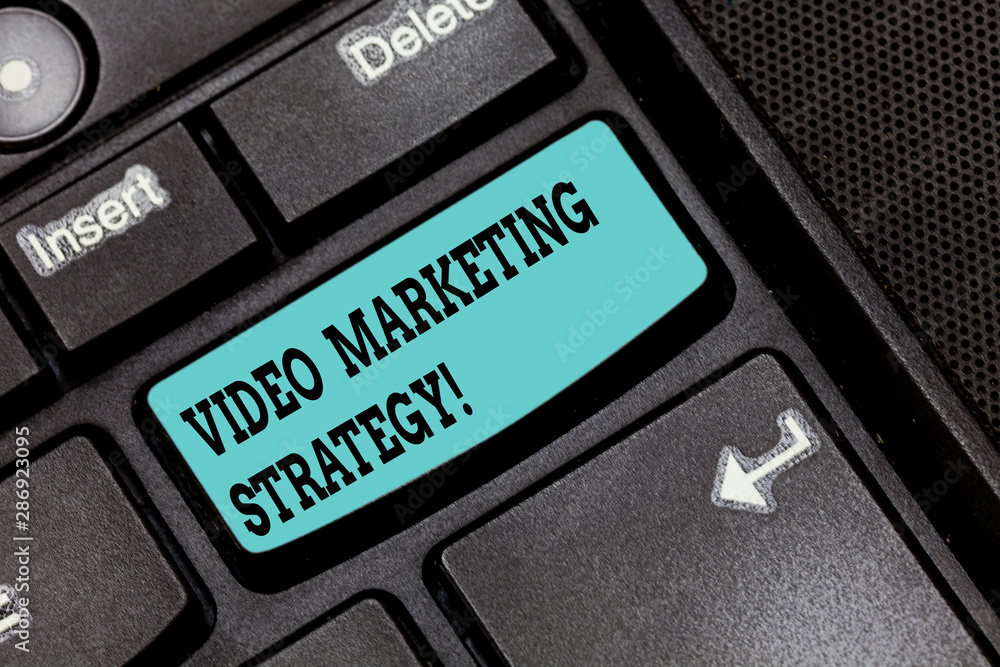 Poster conceptual hand writing showing video marketing strategy. business photo text integrates engaging vi