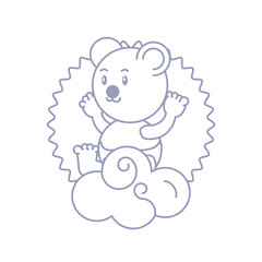 seal with cute bear baby animal and cloud