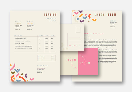 Colorful Geometric Business Collateral Layout Set