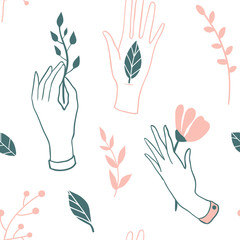 Seamless pattern with hands