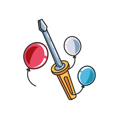 screwdriver tool handle with balloons helium
