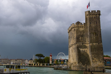 A chilly overcast day at vieux port de La Rochelle in France