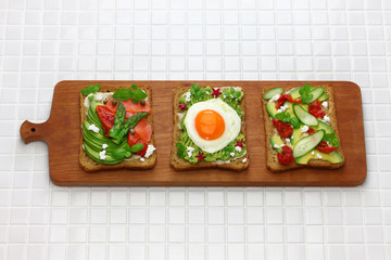avocado toast open sandwich variety