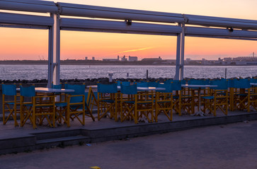 Beautiful sunset view over Minimes Beach or Plage des Minimes in La Rochelle, France