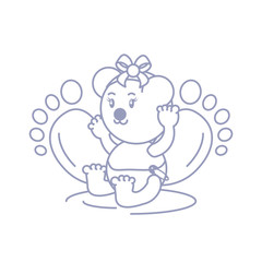 cute female bear baby and footprints decoration