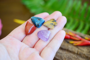 Crystal Medicine Bag; Chrysocolla, Amethyst, Red Jasper, and Ocean Jasper! Small, pocket sized...