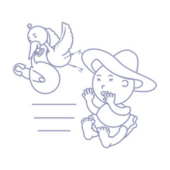stork with cute baby girl avatar character