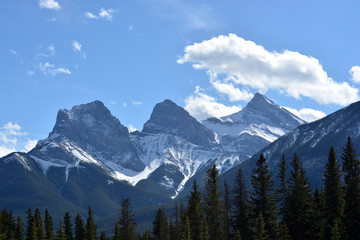 Majestic Three Mountain Peaks of the Rockies
