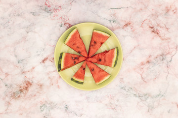 Slices testy and fresh watermelon on the table - Ready to eat