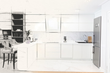 Fototapeta na wymiar Modern kitchen design interior