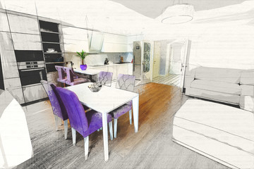 Modern kitchen design interior