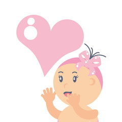 cute baby girl and heart love