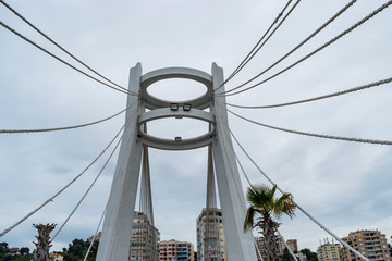 View of a suspension bridge concrete tower