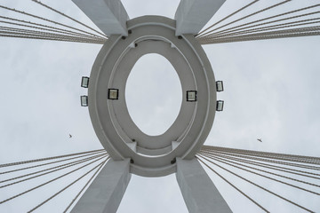 View of a suspension bridge concrete tower