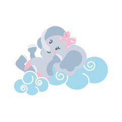 cute female elephant baby animal and clouds