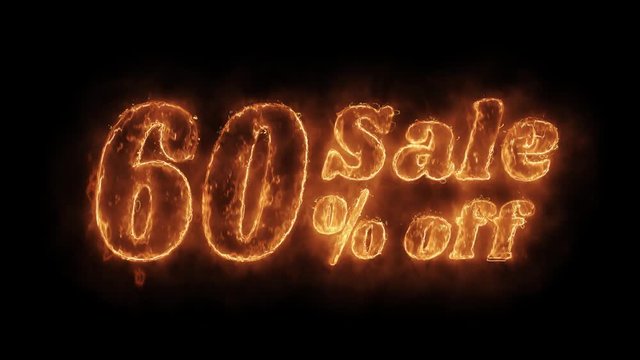 Sale 605 Percent Off Word Hot Animated Burning Realistic Fire Flame and Smoke Seamlessly loop Animation on Isolated Black Background. Fire Word, Fire Text, Flame word, Flame Text, Burning Word