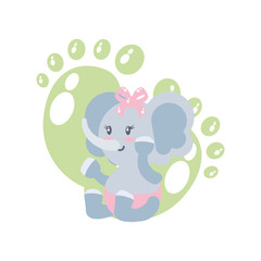 cute female elephant baby and footprints decoration