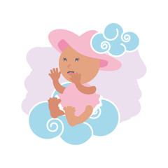 cute baby girl with clouds