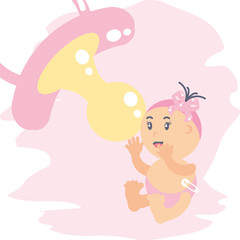 Obraz na płótnie Canvas cute baby girl with pacifier avatar character