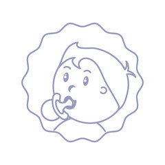 head of cute baby boy with pacifier in seal