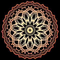 Indian decorative and colorful golden abstract mandala vector, a mix of geometrical art and repeated pattern, round circles, perfect for coloring pages, phone cover, greeting cards, henna tattoo