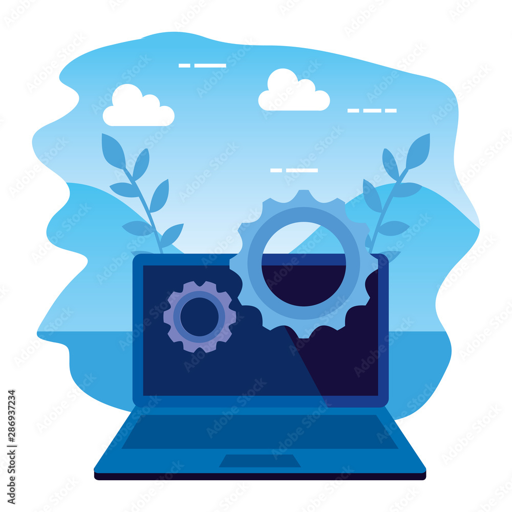Poster laptop computer device with gears settings
