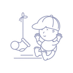 cute baby boy with sock