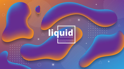 Abstract modern graphic element. Dynamically colored forms and splash. Gradient abstract banner with flowing liquid shapes. Template for the design of a website landing page or background.