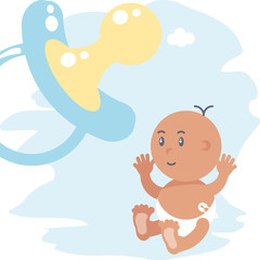 cute baby boy with pacifier avatar character
