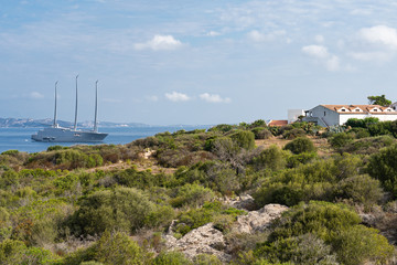 Huge Sailboat called "A" in Sardinia