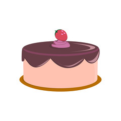 Beautiful cakes icons, isolated on white background. Happy birthday. Cake for birthday celebration with cherry, candles, berry.