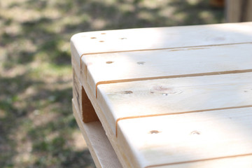 Empty new wood table abstract garden background stock photo