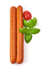 German pork grill sauasges, isolated on white background