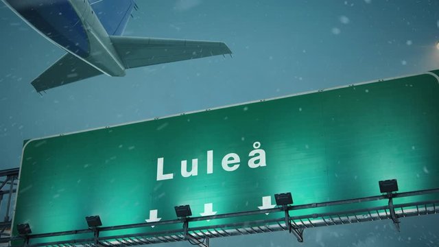 Airplane Take off Lulea in Christmas