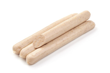 Fresh chicken sausages for barbeque or grill, isolated on white background